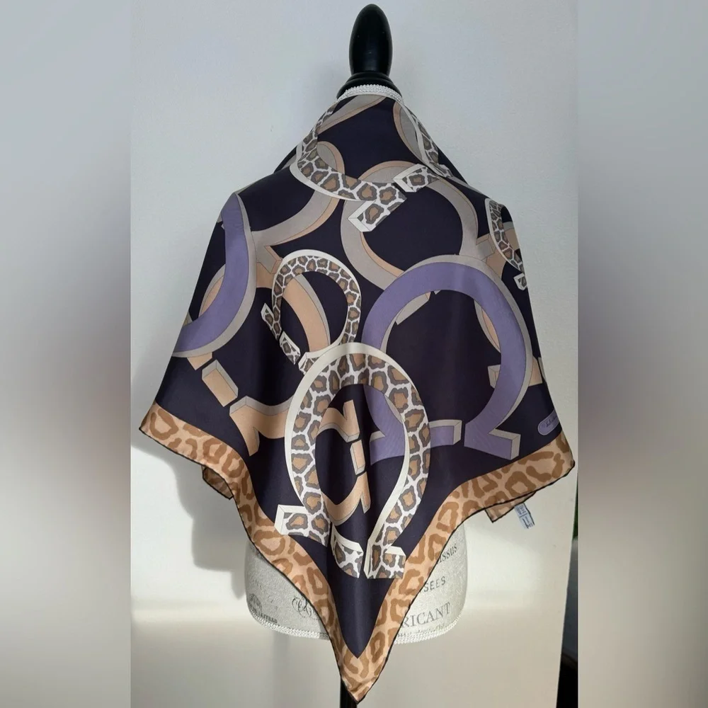 Salvatore Ferragamo Gancini Leopard Cheetah Print Scarf